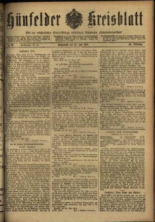 Ausgabe vom Samstag, den 27. Juli 1918.