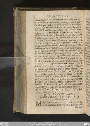 Epist. LXXXIX. Bruxellam. Maximiliano Plowierio Viro N. & Amico.