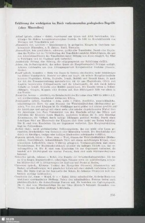 Erklärung der wichtigsten im Buch vorkommenden geologischen Begriffe (ohne Mineralien)