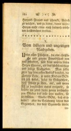 X. Vom billigen und unzeitigen Nachgeben
