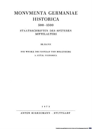 Die Werke des Konrad von Megenberg. 5,1, Ökonomik (Buch I)