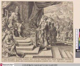 [Du sollst den Namen des Herrn, deines Gottes, nicht mißbrauchen / Ein Mann vor einem Richter schwört bei Gott; Thou shalt not take the name of the Lord thy God in vain / A man before the judge, swearing by God]