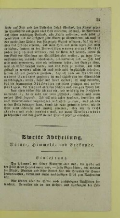 Zweite Abtheilung. Natur-, Himmels- und Erdkunde