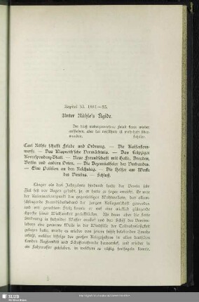 Kapitel XI. 1881-83. Unter Rühle´s Ägide