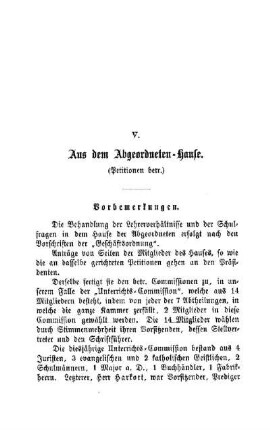 Aus dem Abgeordneten-Hause (Petitionen betr.)