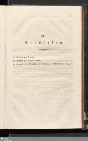 IV. Traureden