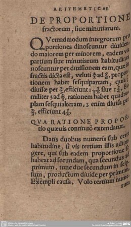 De Proportione sractorum, sive minutiarum.
