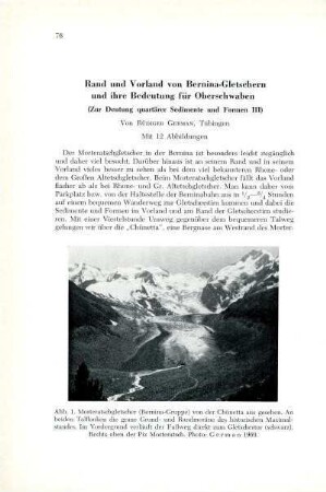Rand und Vorland von Bernina-Gletschern und ihre Bedeutung für Oberschwaben (Zur Deutung quartärer Sedimente und Formen III)