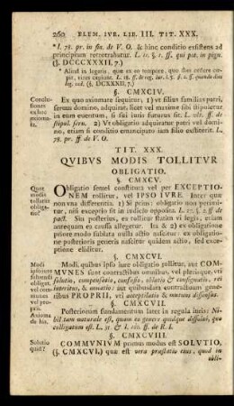 Tit. XXX. Quibus Modis Tollitur Obligatio