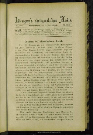 Copiren bei electrischem Licht