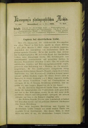 Copiren bei electrischem Licht