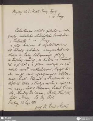 [postrowny list wot: Arnošt Muka, 13.05.1906]