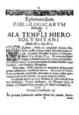 Dirscurs I. De Ala Templi Hierosolymitani.