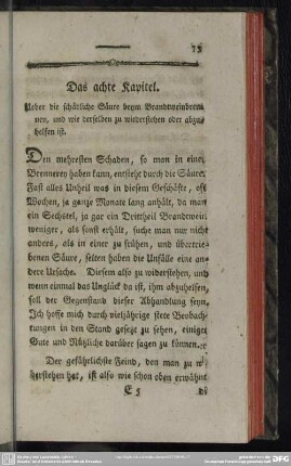 Das achte Kapitel. Ueber die schädliche Säure beym Brandtweinbrennen, und wie derselben zu wiederstehen oder abzuhelfen ist