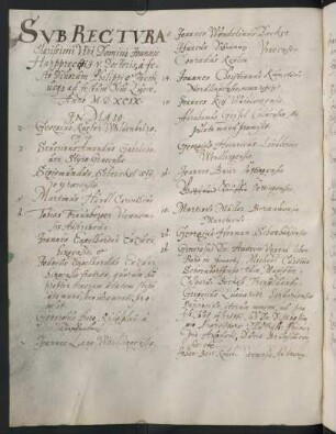 Sommerhalbjahr 1599. Rektorat Johann(es) Harpprecht