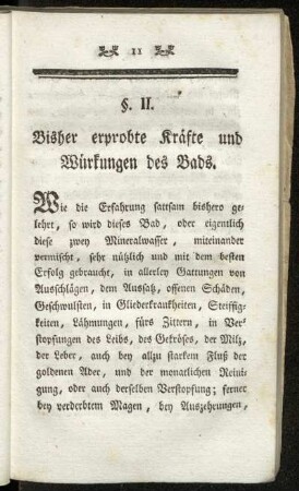 §. II. Bisher erprobte Kräfte und Würkungen des Bads