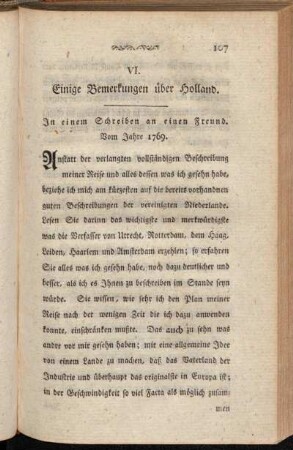 VI. Einige Bemerkungen über Holland