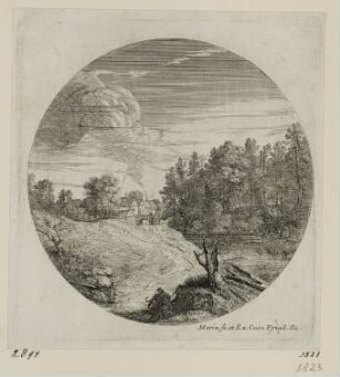 Landschaft mit Bauer und Hund, aus: "Sechs runde Landschaften"