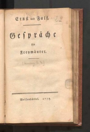 Ernst und Falk : Gespräche für Freymäurer