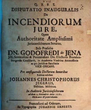 Disputatio inauguralis de incendiorum jure