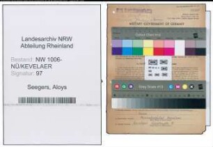 Entnazifizierung Aloys Seegers , geb. 13.04.1893 (Goldschmied)