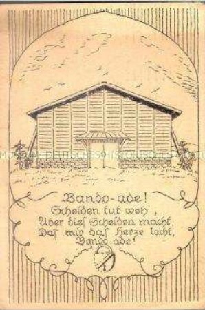 Postkarte aus dem japanischen Kriegsgefangenenlager Bando