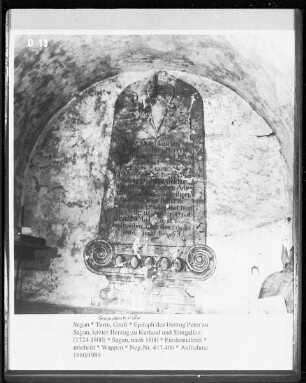 Epitaph des Herzog Peter zu Sagan, letzter Herzog zu Kurland und Semgallen (1724-1800)