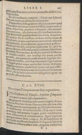 Cap. XVIII. De rerum Comparatione sive cognatione.