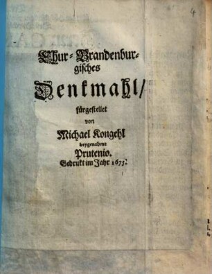 Chur-Brandenburgisches Denkmahl