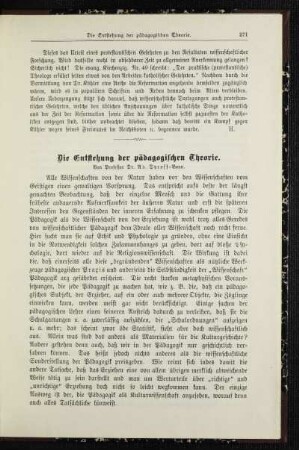 ¬Die¬ Entstehung der pädagogischen Theorie