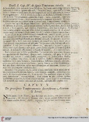 Caput V: De praecipuis Temperamentis diversam Aetatum et Sexûs