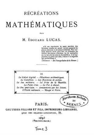 Tome 3: Récréations mathématiques. Tome 3
