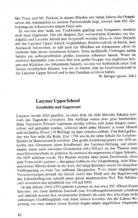 Latymer Upper School Geschichte und Gegenwart