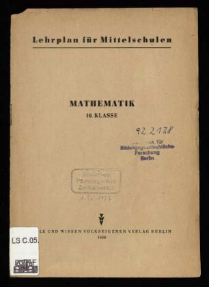 1956: Mathematik : 10. Klasse : 10. Klasse