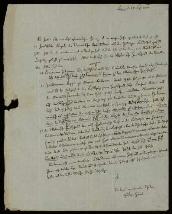 22: Brief von Gustav Friedrich Haenel an Gustav Hugo, Leipzig, 15.9.1842