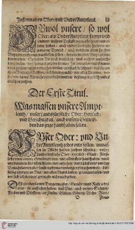Theyl 2 Titul 1. Waß massen Unsere Amptleuth Unser Landsfürstliche ...