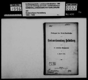 Vorlagen des Kreisausschusses an die Kreisversammlung 1892