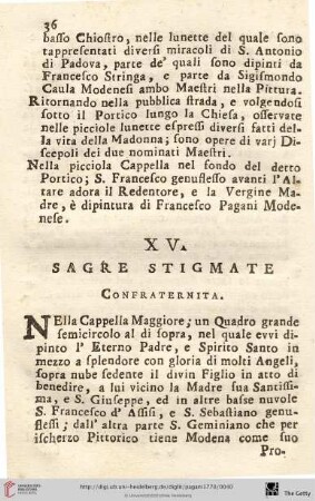 Num. XV.: Sagre Stigmate