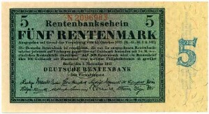 Geldschein, 5 Rentenmark, 1.11.1923