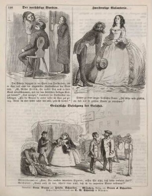 "Der vorsichtige Barbier" "Zweideutige Galanterie" "Gründliche Befolgung des Gesetzes"