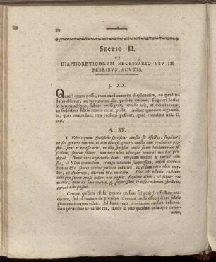 Sectio II. De Diaphoreticorum Necessario Usu In Febribus Acutis.