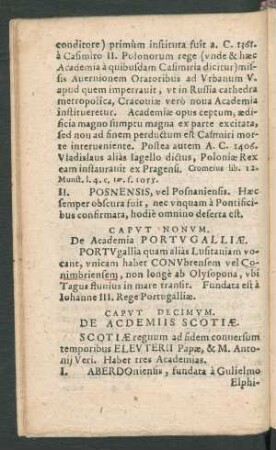 Caput Nonum. De Academia Portugalliae.