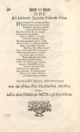 Ode. Ad Jubilantis Ecclesiæ Fuldensis Fillios.