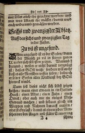 Sechs und zwantzigster Absatz. Auff den sechs und zwantzigsten Tag in der Fasten. - Dreyssigster Absatz. Auff den dreyssigsten Tag der Fasten.