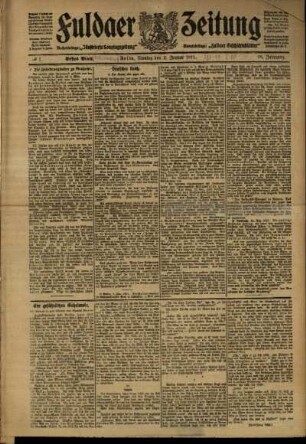 Erste Ausgabe vom Montag, den 02. Januar 1911.