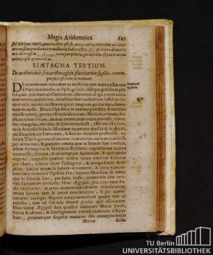Syntagma Tertium. De arithmeticis seu arithmagicis planetarum figillis, eorumque superstitione ac vanitate.