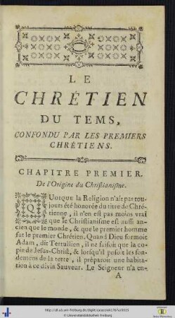 Chap. I. De l’Origine du Christianisme.