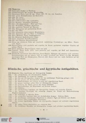 Römische, griechische und ägyptische Antiquitäten (Nr. 1690-1762)