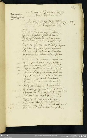 52) Carmen rhytmicum, conscriptum à Clericis nostris, de Pistorio prohibente concubinas conquerentibus. Anno salutis M. D. CII. 17. Jahrh.