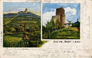 Postkartenalbum mit Motiven von Durlach. "Gruss vom"Burghof" bei Durlach!"